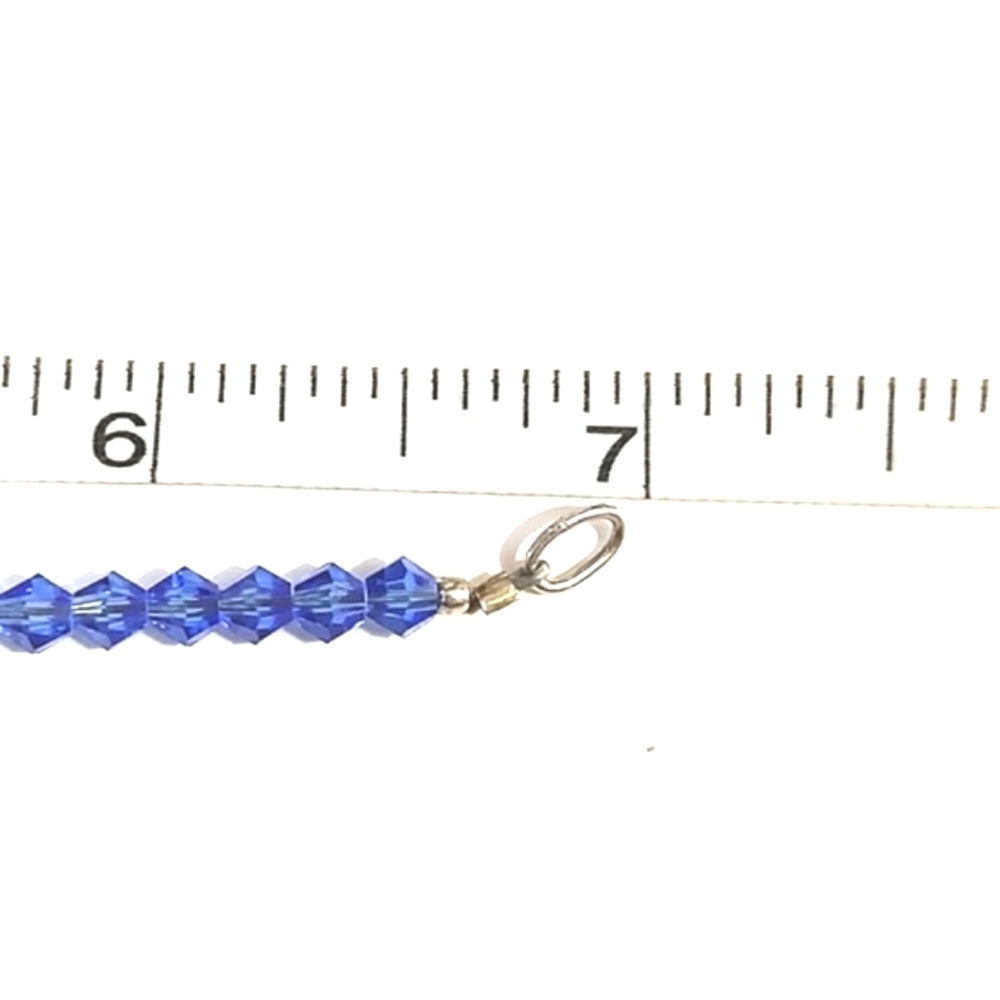 VINTAGE STERLING SILVER .925 SAPPHIRE BICONE CRYSTAL BEADED 7" BRACELET - Picture 5 of 9